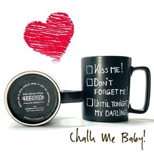 Pair of Black Chalk Talk KONITZ Coffee Mugs